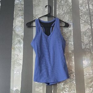 Fitted Blue Tank Top with Clean Finish